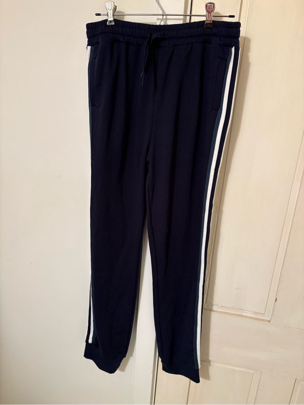 Navy Side-Striped Jogger Pants with Drawstring Waist